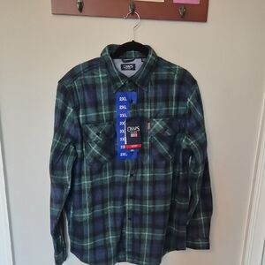 Chaps Men's Blue and Green Plaid Button Down Shirt